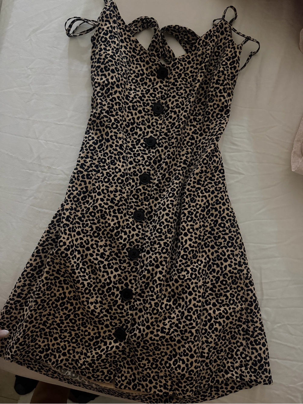 Forever 21 Leopard-Print Button Front Mini Dress in Tan and Black